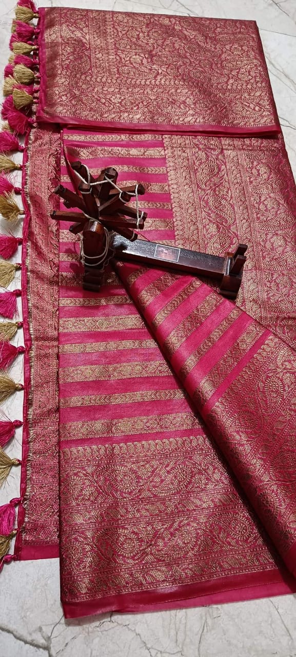 Semi banarasi khaddi georgette sarees with stripes
