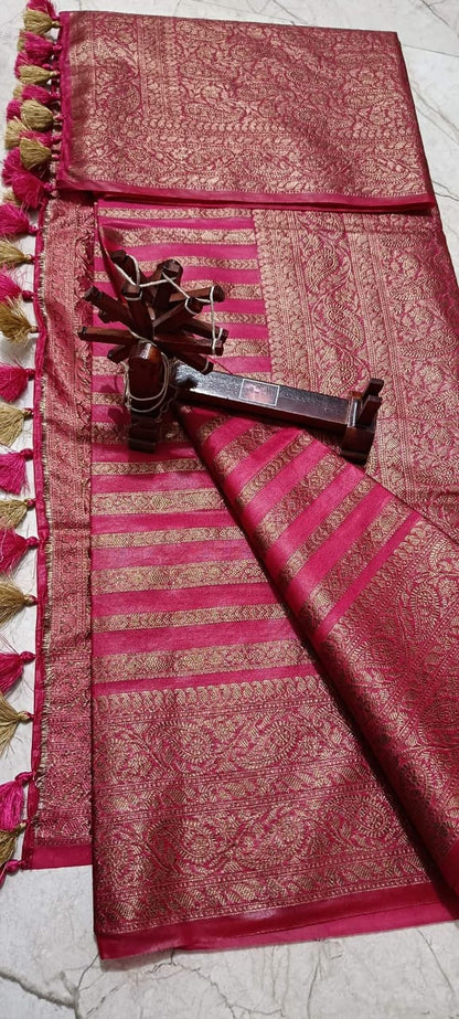 Semi banarasi khaddi georgette sarees with stripes