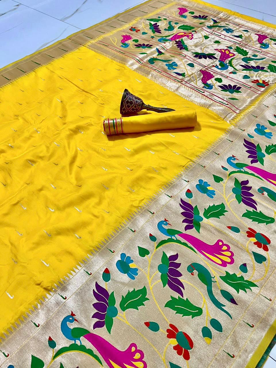 Semi silk half over paithani sarees