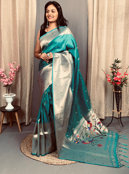 Green kanjivaram paithani silk saree