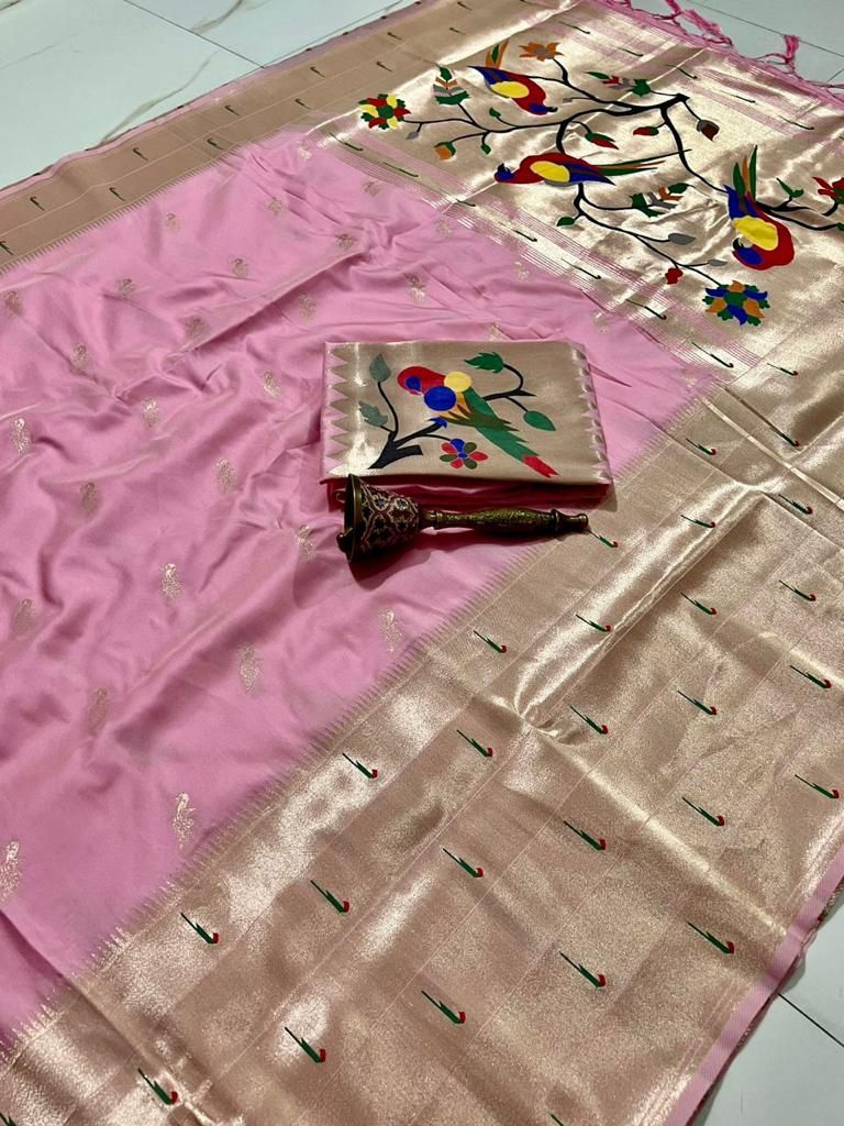 Pink kanjivaram paithani silk sarees