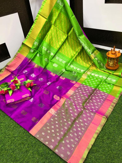 Uppada silk sarees with jamdani butta