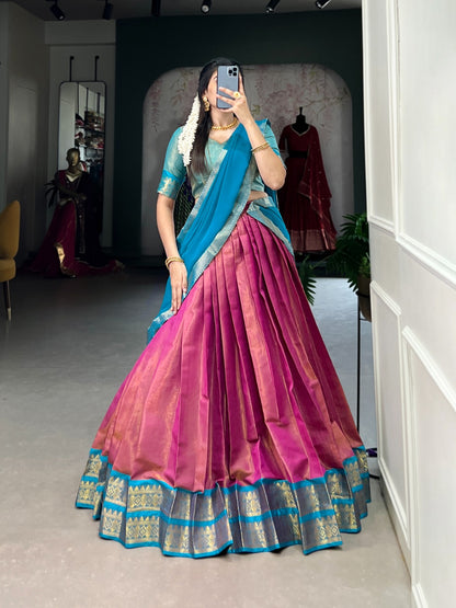 Dark pink kanchipuram lehenga choli