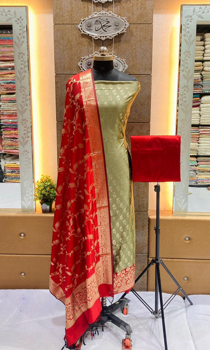 Banarasi katan silk zari weaving suit