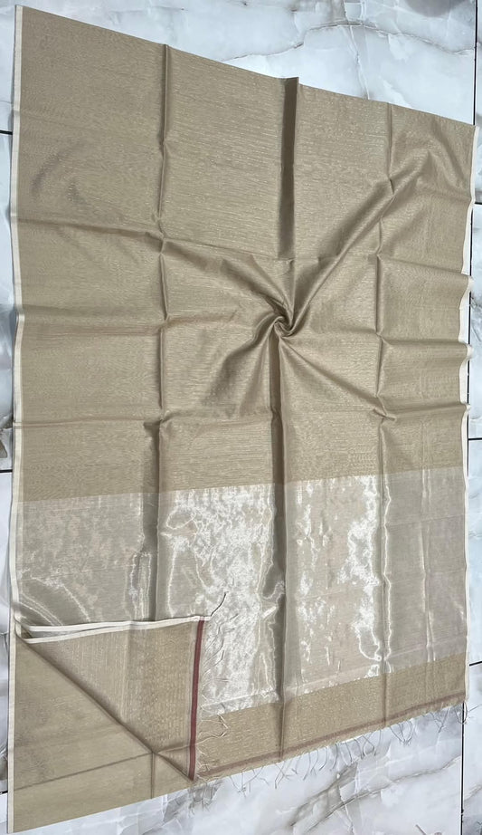 Beige semi silk striped sarees
