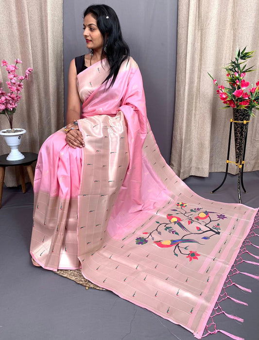 Pink kanjivaram paithani silk sarees