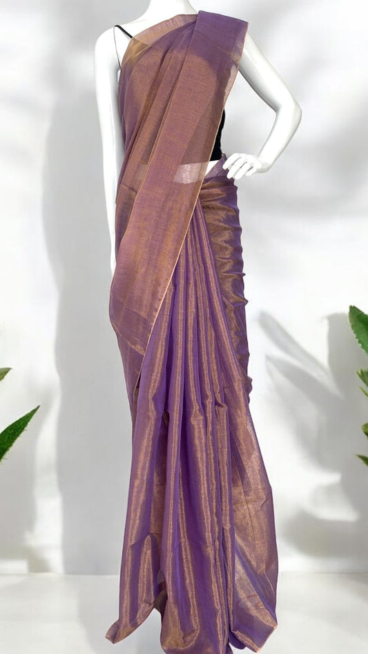 Plain Tissue linen sarees