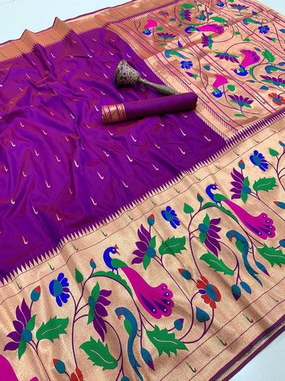 Semi silk half over paithani sarees