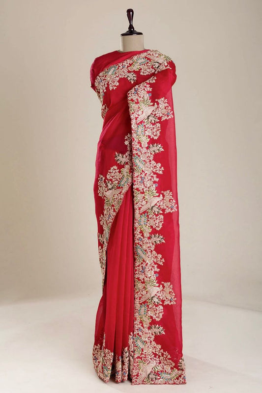 Soft jimmy choo Embroidery sarees