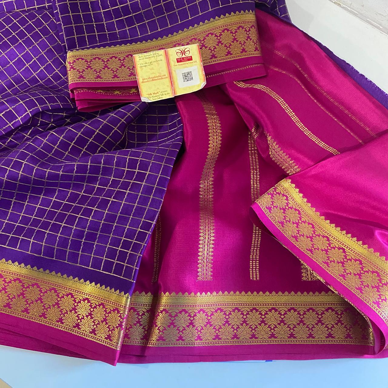 Pure Mysore silk crepe with checks