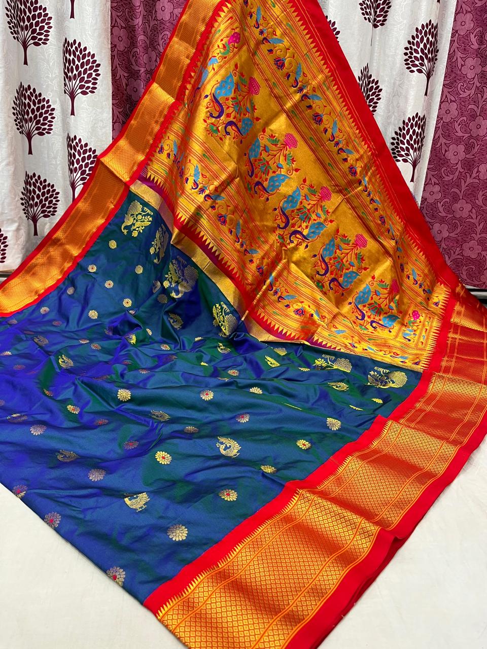 Pure Kadiyal Border Paithani silk sarees