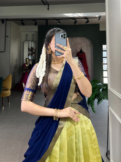 Pastel green kanchipuram lehenga choli