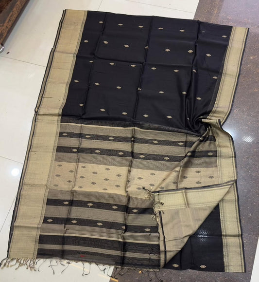 Black and beige Maheshwari silk sarees
