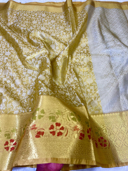 Gold Banarasi tissue silk sarees