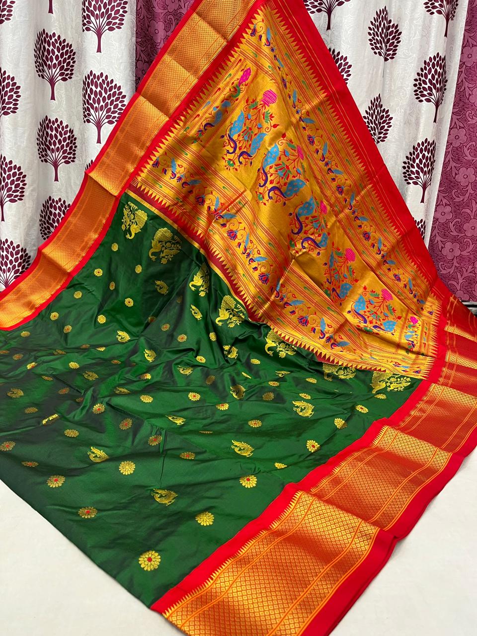 Pure Kadiyal Border Paithani silk sarees