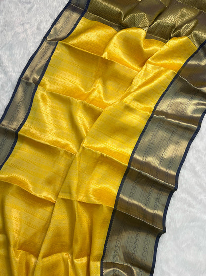 Yellow kanchipuram soft silk sarees