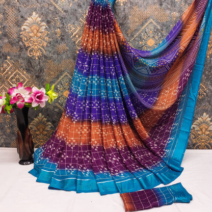 Georgette Bandhani print sarees