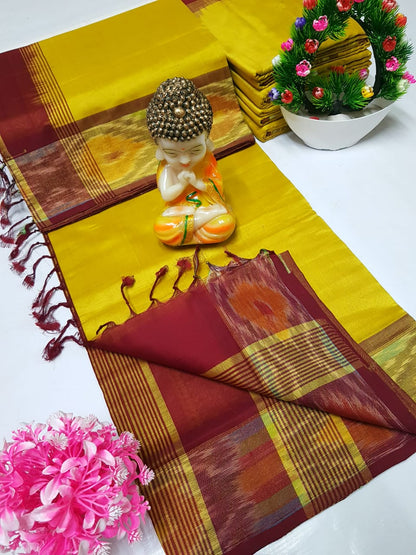 Uppada Tripura silk sarees with small pochampally border