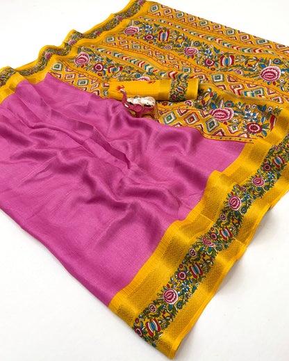 Dola silk sarees with double zari border