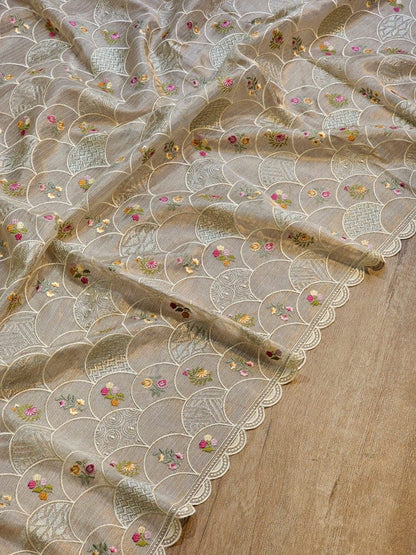 Organza embroidery sarees