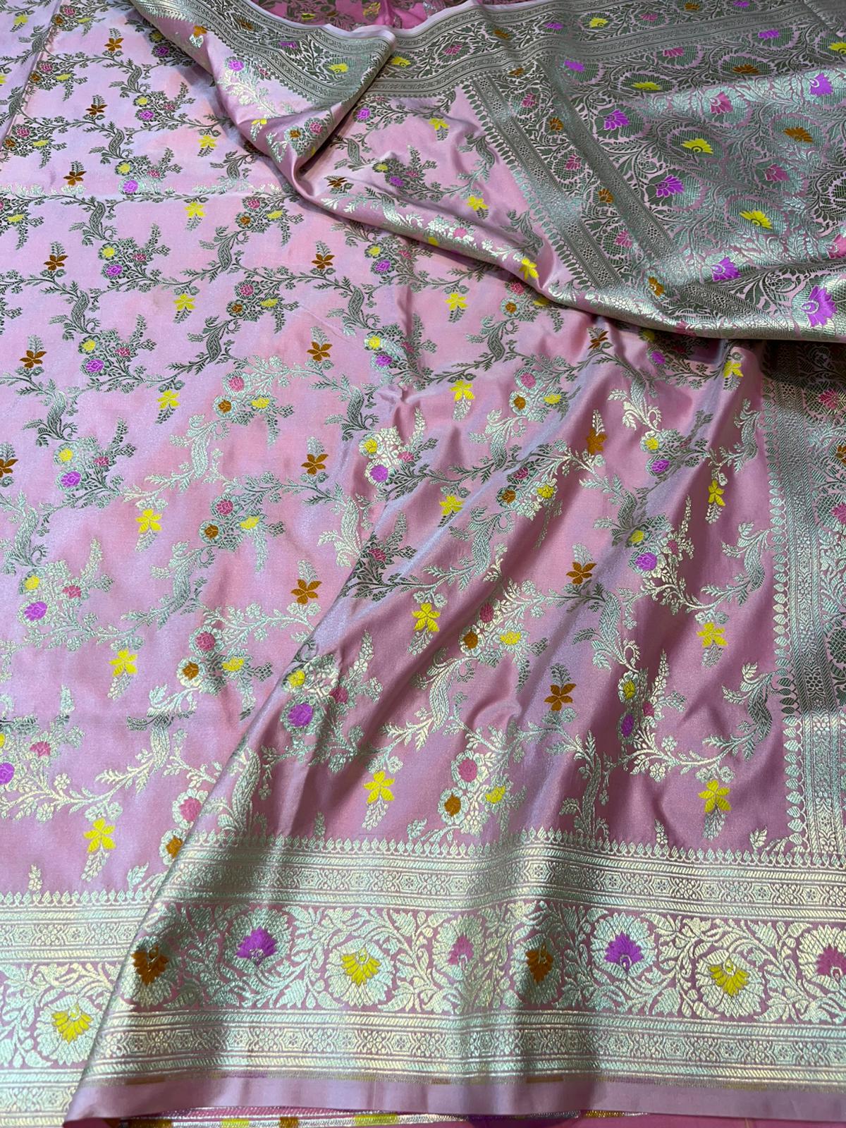 Pink pure banarasi mashru silk sarees
