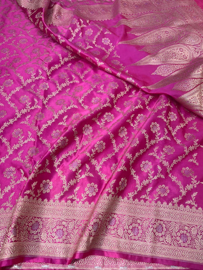 Rani pink pure banarasi mashru silk sarees