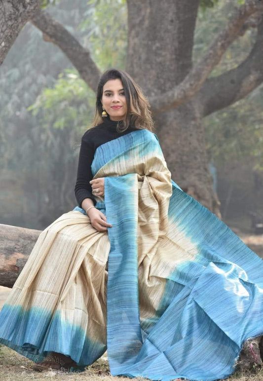 Pure handloom Tussar Ghicha silk sarees