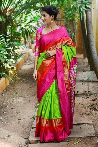 Pure pochampally ikkat silk checks sarees