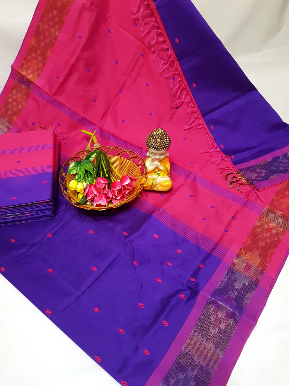 Tripura silk Nakshatra butta sarees with pochampally border