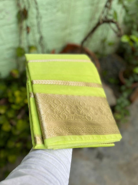 Apple green Banarasi kora organza silk sarees