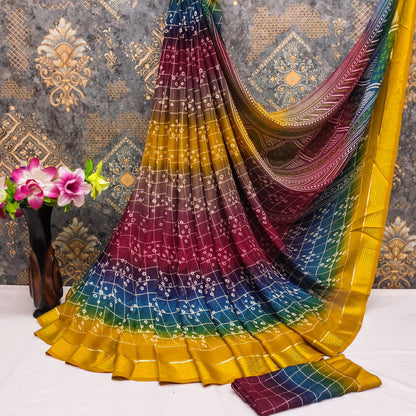 Georgette Bandhani print sarees