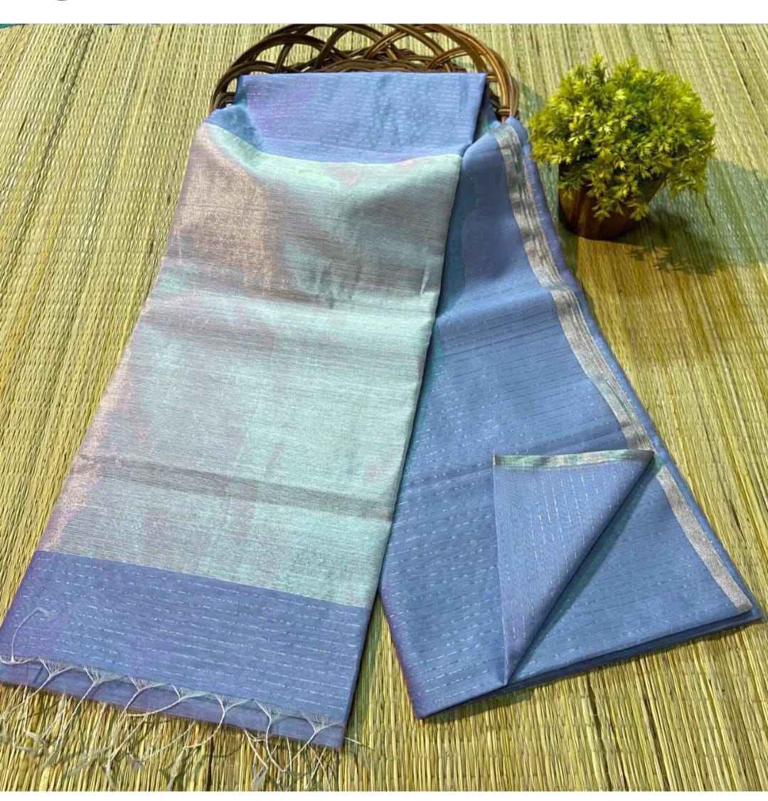 Lavender semi silk striped sarees