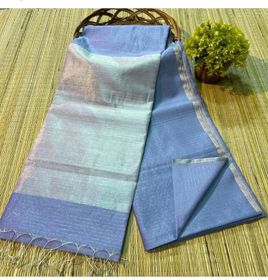 Lavender semi silk striped sarees
