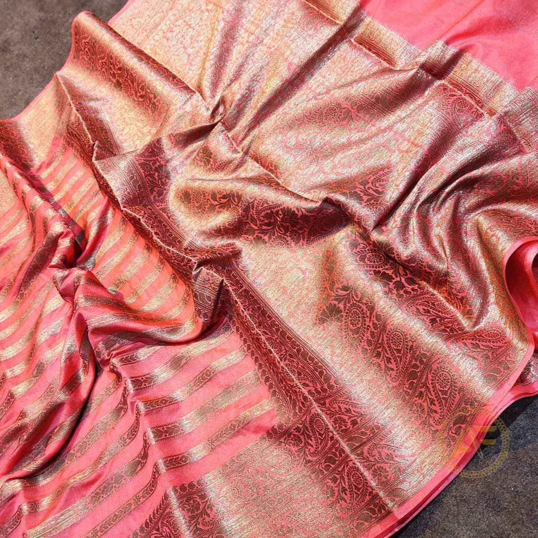 Semi banarasi khaddi georgette sarees with stripes