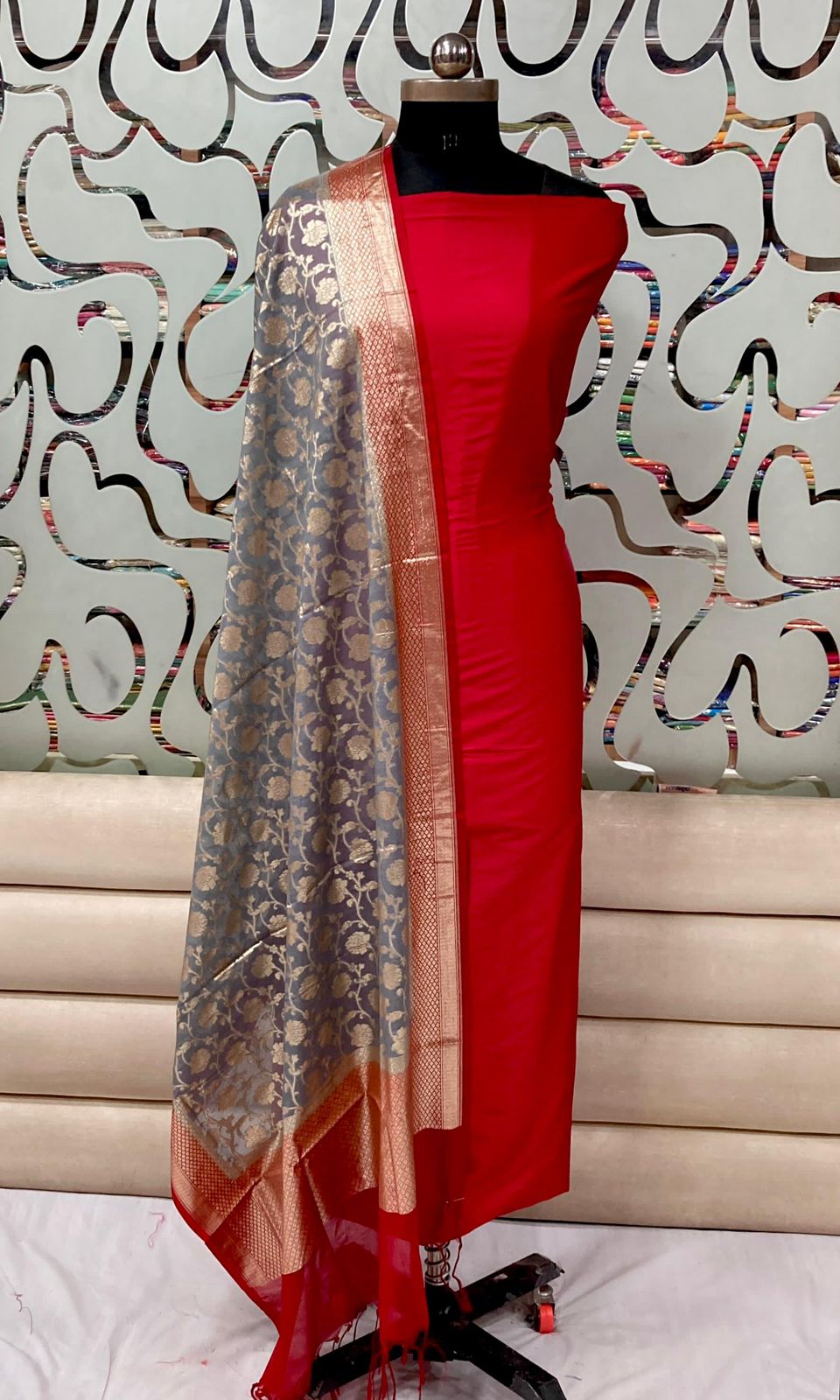 Banarasi plain silk dress materials