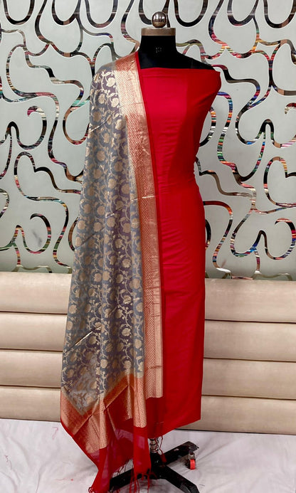 Banarasi plain silk dress materials