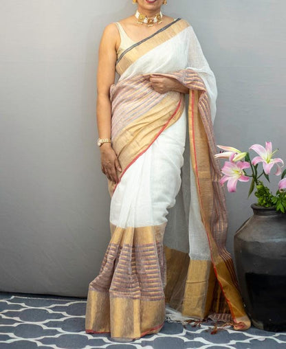 White linen sarees