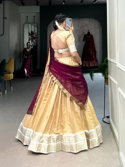 Sandal kanchipuram lehenga choli