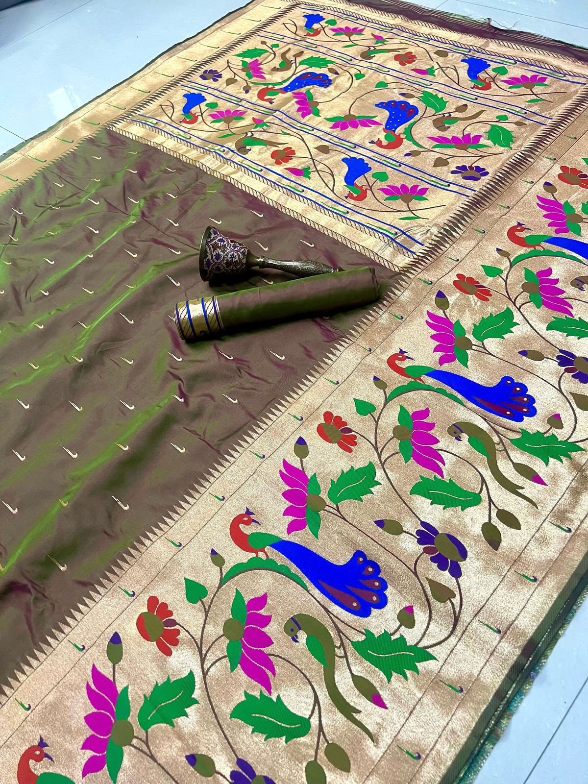 Semi silk half over paithani sarees