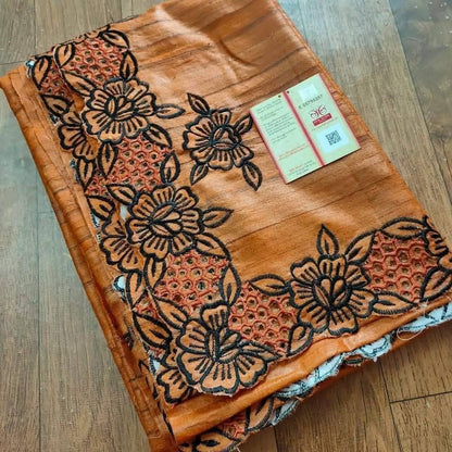 Pure Tussar silk Cutwork sarees