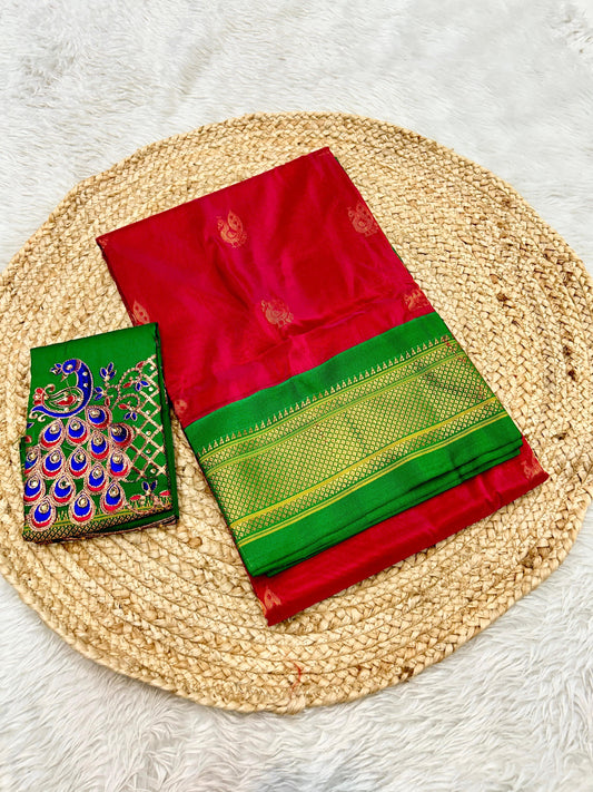Red komal kadiyal paithani Sarees