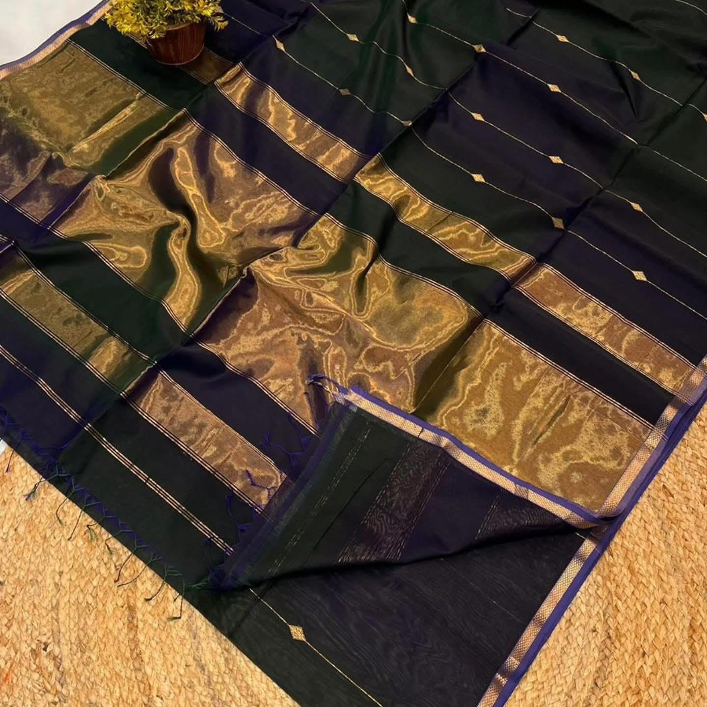 Sankranti special Black Maheshwari silk sarees