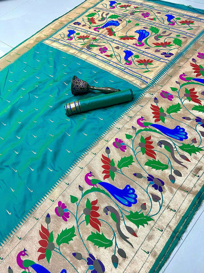 Semi silk half over paithani sarees