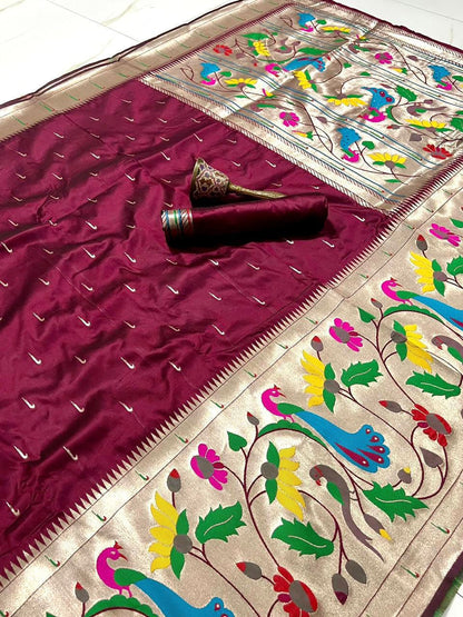 Semi silk half over paithani sarees