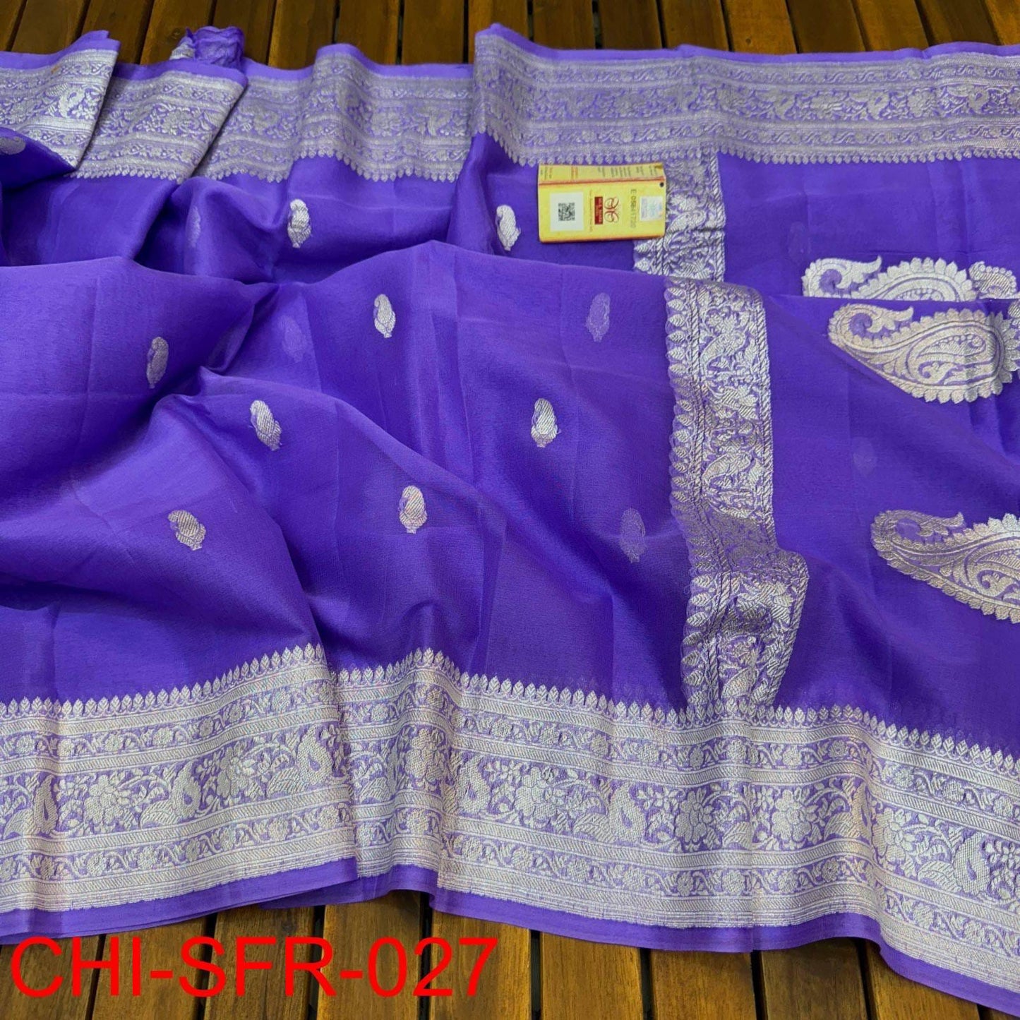 Dark lavender pure banarasi georgette chiffon sarees
