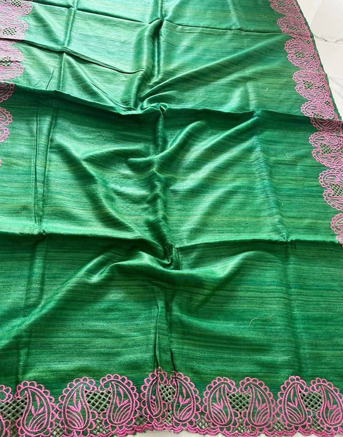 Pure Tussar silk Cutwork sarees