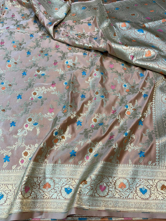 Onion pink pure banarasi mashru silk sarees
