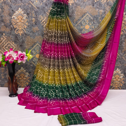 Georgette Bandhani print sarees