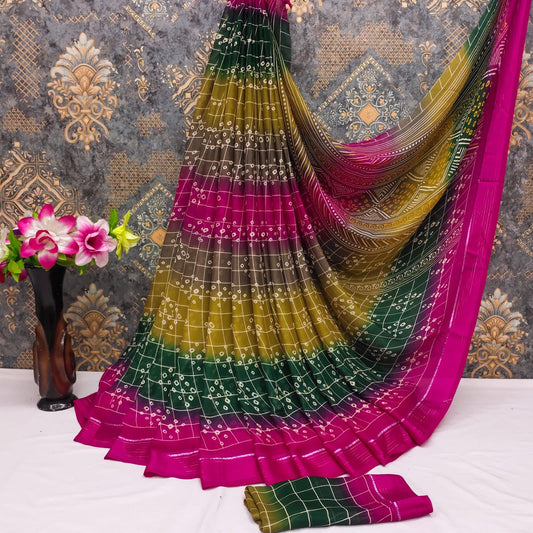Georgette Bandhani print sarees