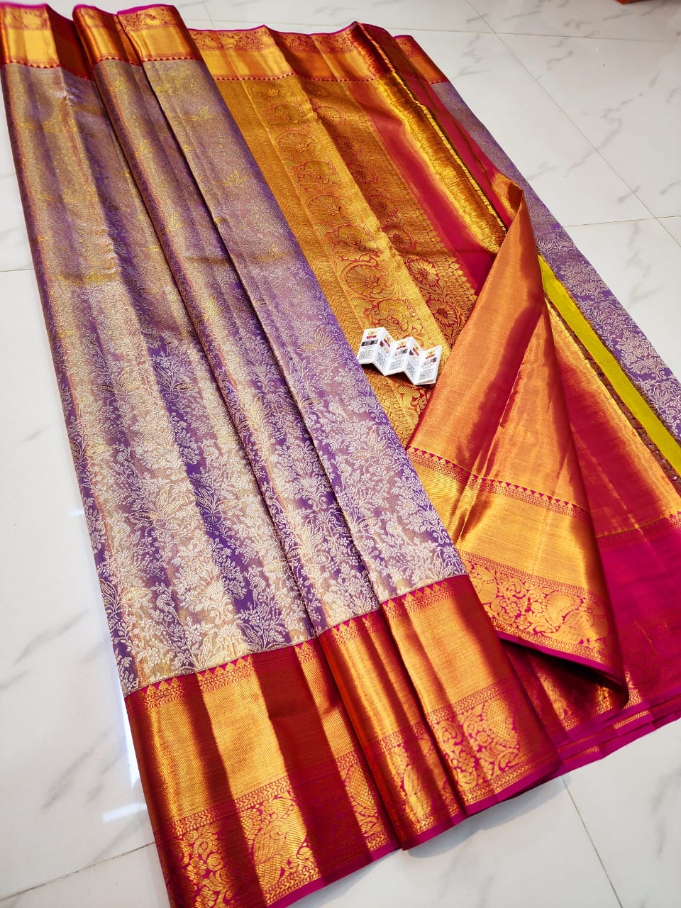Lavender pure kanchipuram bridal silk sarees
